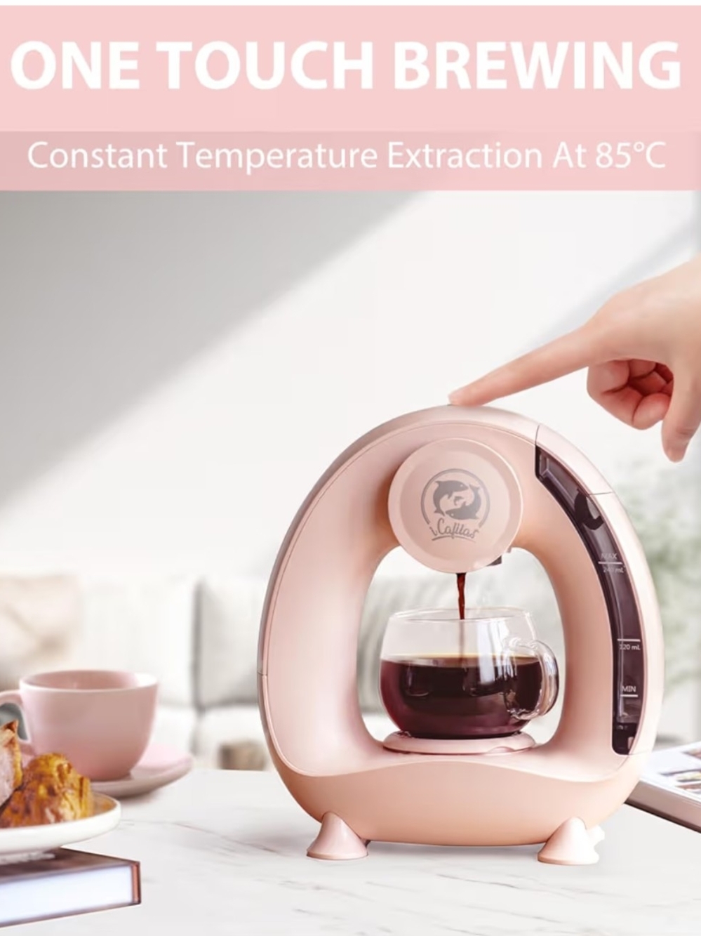 Single-Serve Coffee Maker - Compact Home Brewer-Pink New - Picture 4 of 10